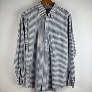 Brooks Brothers Classic Blue & Yellow Striped Men's Button Down Shirt 16.5-35 M